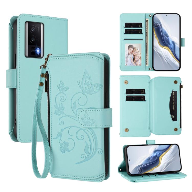 Butterfly Love Flower Multi-card Zipper Wallet Leather Phone Case, For Redmi K60 / K60 Pro, For Redmi Note 12S / Note 11S 4G, For Redmi A1+ / A2+ / Poco C51, For Redmi Note 12 Pro 4G / Note 11 Pro 5G, For Redmi Note 12 4G Global, For Redmi A1 / Redmi A2