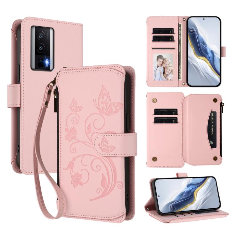 Butterfly Love Flower Multi-card Zipper Wallet Leather Phone Case, For Redmi K60 / K60 Pro, For Redmi Note 12S / Note 11S 4G, For Redmi A1+ / A2+ / Poco C51, For Redmi Note 12 Pro 4G / Note 11 Pro 5G, For Redmi Note 12 4G Global, For Redmi A1 / Redmi A2