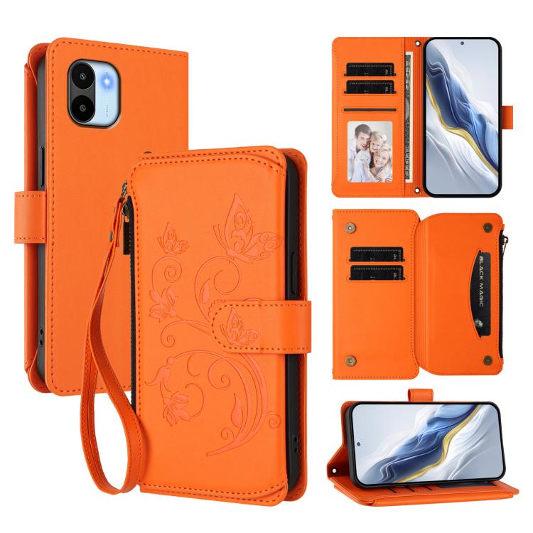 Butterfly Love Flower Multi-card Zipper Wallet Leather Phone Case, For Redmi K60 / K60 Pro, For Redmi Note 12S / Note 11S 4G, For Redmi A1+ / A2+ / Poco C51, For Redmi Note 12 Pro 4G / Note 11 Pro 5G, For Redmi Note 12 4G Global, For Redmi A1 / Redmi A2