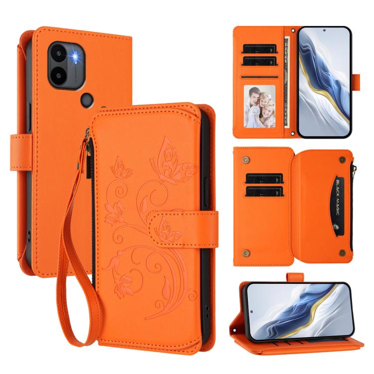 Butterfly Love Flower Multi-card Zipper Wallet Leather Phone Case, For Redmi K60 / K60 Pro, For Redmi Note 12S / Note 11S 4G, For Redmi A1+ / A2+ / Poco C51, For Redmi Note 12 Pro 4G / Note 11 Pro 5G, For Redmi Note 12 4G Global, For Redmi A1 / Redmi A2