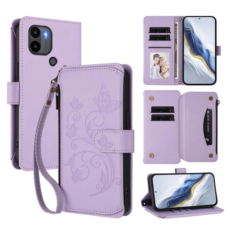 Butterfly Love Flower Multi-card Zipper Wallet Leather Phone Case, For Redmi K60 / K60 Pro, For Redmi Note 12S / Note 11S 4G, For Redmi A1+ / A2+ / Poco C51, For Redmi Note 12 Pro 4G / Note 11 Pro 5G, For Redmi Note 12 4G Global, For Redmi A1 / Redmi A2