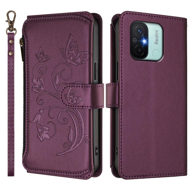 Butterfly Love Flower Multi-card Zipper Wallet Leather Phone Case, For Redmi 11A / Poco C55, For Redmi Note 12 Pro+ Global, For Redmi Note 12 Pro 5G Global / Speed, For Redmi Note 12 5G Global / Poco X5, For Redmi 10 5G / 11 Prime 5G                   ...
