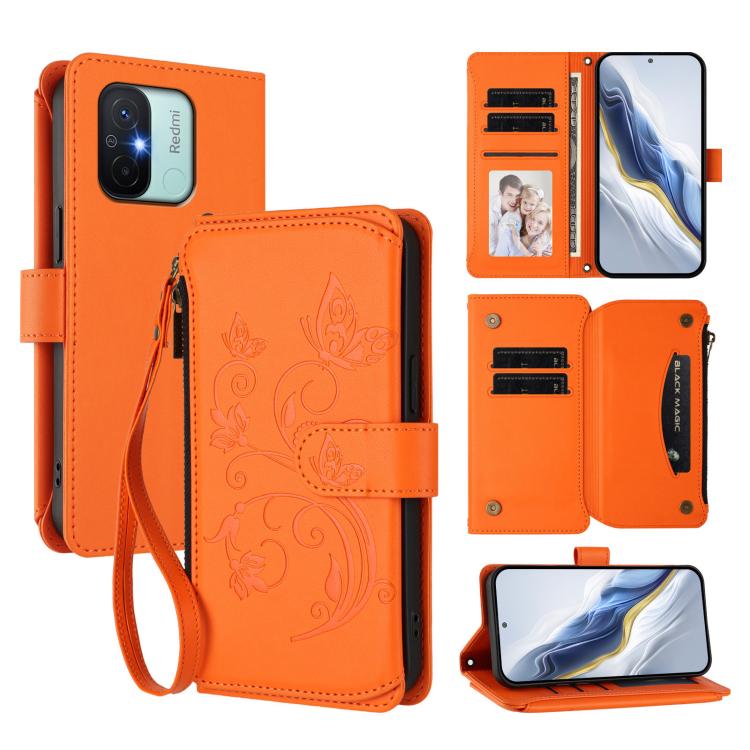 Butterfly Love Flower Multi-card Zipper Wallet Leather Phone Case, For Redmi 11A / Poco C55, For Redmi Note 12 Pro+ Global, For Redmi Note 12 Pro 5G Global / Speed, For Redmi Note 12 5G Global / Poco X5, For Redmi 10 5G / 11 Prime 5G                   ...