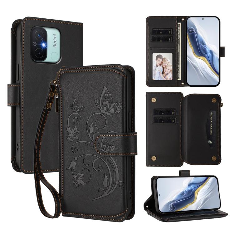 Butterfly Love Flower Multi-card Zipper Wallet Leather Phone Case, For Redmi 11A / Poco C55, For Redmi Note 12 Pro+ Global, For Redmi Note 12 Pro 5G Global / Speed, For Redmi Note 12 5G Global / Poco X5, For Redmi 10 5G / 11 Prime 5G                   ...