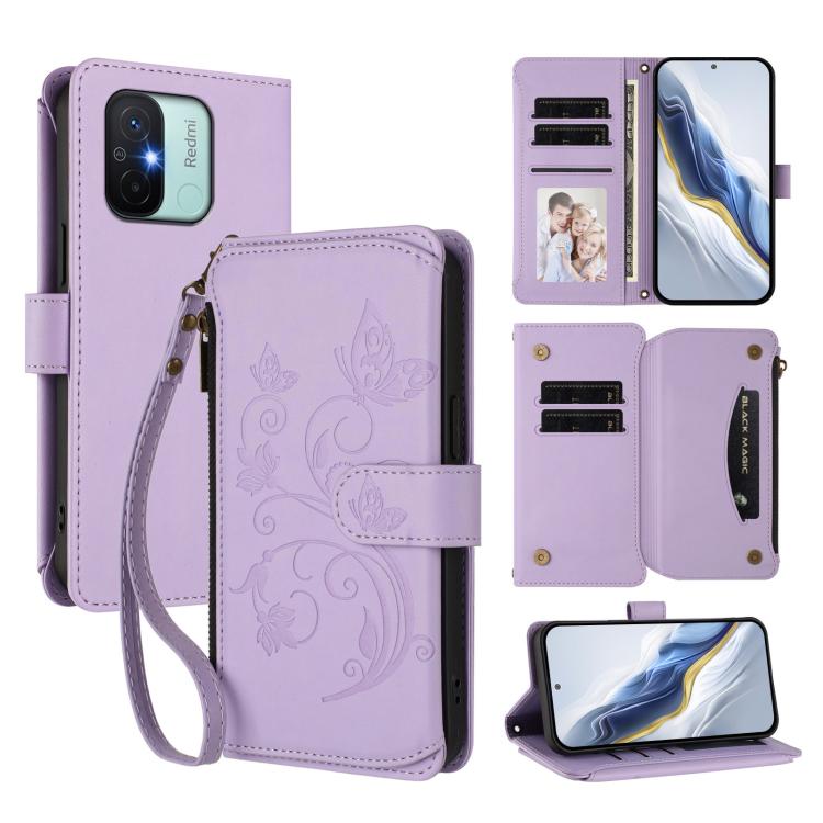 Butterfly Love Flower Multi-card Zipper Wallet Leather Phone Case, For Redmi 11A / Poco C55, For Redmi Note 12 Pro+ Global, For Redmi Note 12 Pro 5G Global / Speed, For Redmi Note 12 5G Global / Poco X5, For Redmi 10 5G / 11 Prime 5G                   ...