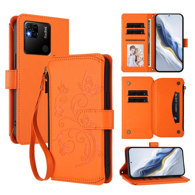 Butterfly Love Flower Multi-card Zipper Wallet Leather Phone Case, For Redmi Note 11S 5G / Poco M4 Pro 5G, For Redmi 10A / Redmi 9C, For Redmi 10 2022