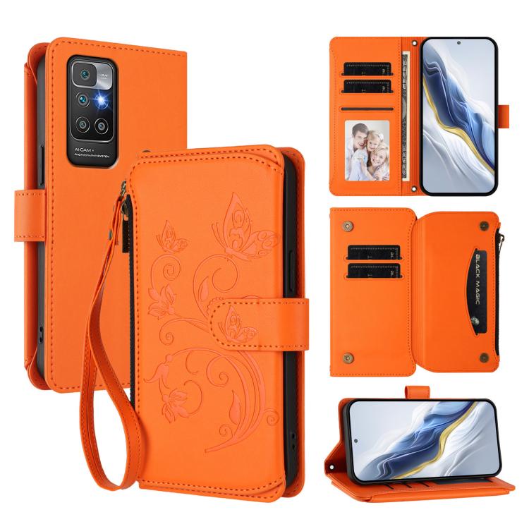 Butterfly Love Flower Multi-card Zipper Wallet Leather Phone Case, For Redmi Note 11S 5G / Poco M4 Pro 5G, For Redmi 10A / Redmi 9C, For Redmi 10 2022