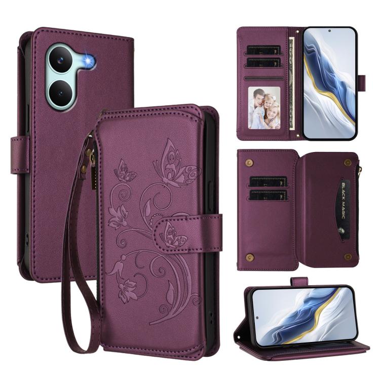 Butterfly Love Flower Multi-card Zipper Wallet Leather Phone Case, For Redmi A7 / A5 4G 171mm / Poco C71, For Redmi K90 Max 5G, For Redmi A7 Pro 171mm / Poco C85x 5G, For Redmi Turbo 5 Max / Poco X8 Pro Max, For Redmi Turbo 5 Global / Poco X8 Pro 5G   ...