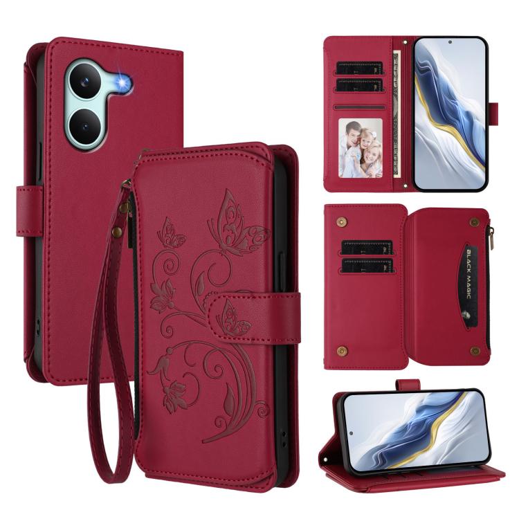 Butterfly Love Flower Multi-card Zipper Wallet Leather Phone Case, For Redmi A7 / A5 4G 171mm / Poco C71, For Redmi K90 Max 5G, For Redmi A7 Pro 171mm / Poco C85x 5G, For Redmi Turbo 5 Max / Poco X8 Pro Max, For Redmi Turbo 5 Global / Poco X8 Pro 5G   ...