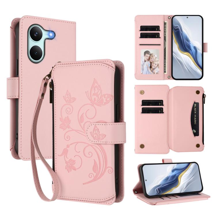 Butterfly Love Flower Multi-card Zipper Wallet Leather Phone Case, For Redmi A7 / A5 4G 171mm / Poco C71, For Redmi K90 Max 5G, For Redmi A7 Pro 171mm / Poco C85x 5G, For Redmi Turbo 5 Max / Poco X8 Pro Max, For Redmi Turbo 5 Global / Poco X8 Pro 5G   ...