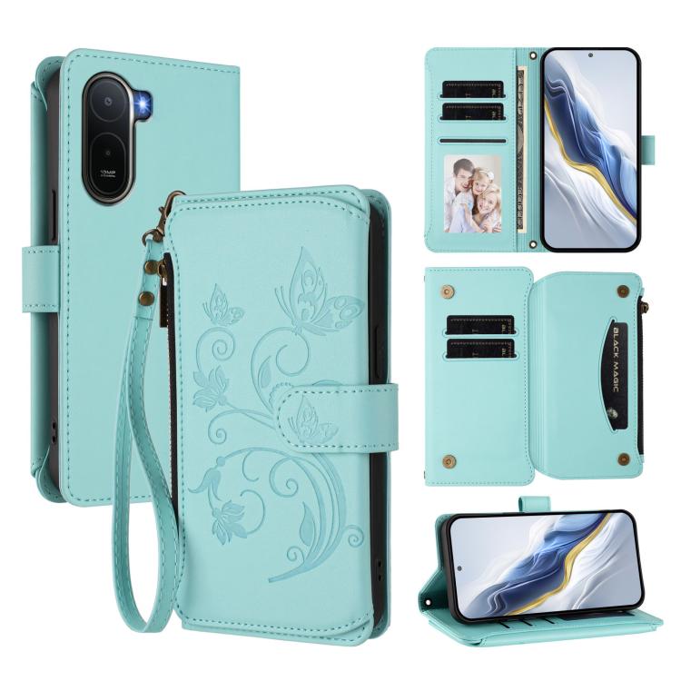 Butterfly Love Flower Multi-card Zipper Wallet Leather Phone Case, For Redmi A7 / A5 4G 171mm / Poco C71, For Redmi K90 Max 5G, For Redmi A7 Pro 171mm / Poco C85x 5G, For Redmi Turbo 5 Max / Poco X8 Pro Max, For Redmi Turbo 5 Global / Poco X8 Pro 5G   ...