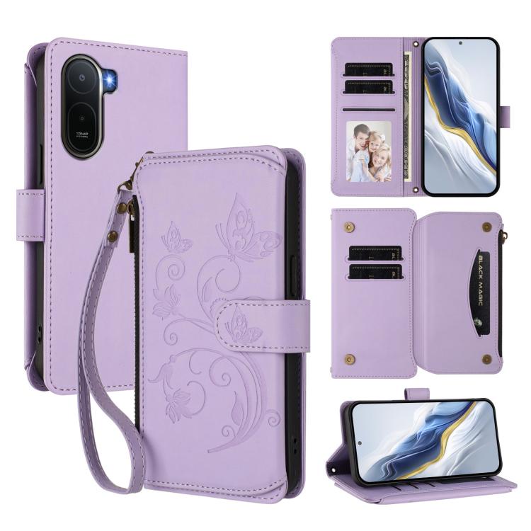 Butterfly Love Flower Multi-card Zipper Wallet Leather Phone Case, For Redmi A7 / A5 4G 171mm / Poco C71, For Redmi K90 Max 5G, For Redmi A7 Pro 171mm / Poco C85x 5G, For Redmi Turbo 5 Max / Poco X8 Pro Max, For Redmi Turbo 5 Global / Poco X8 Pro 5G   ...