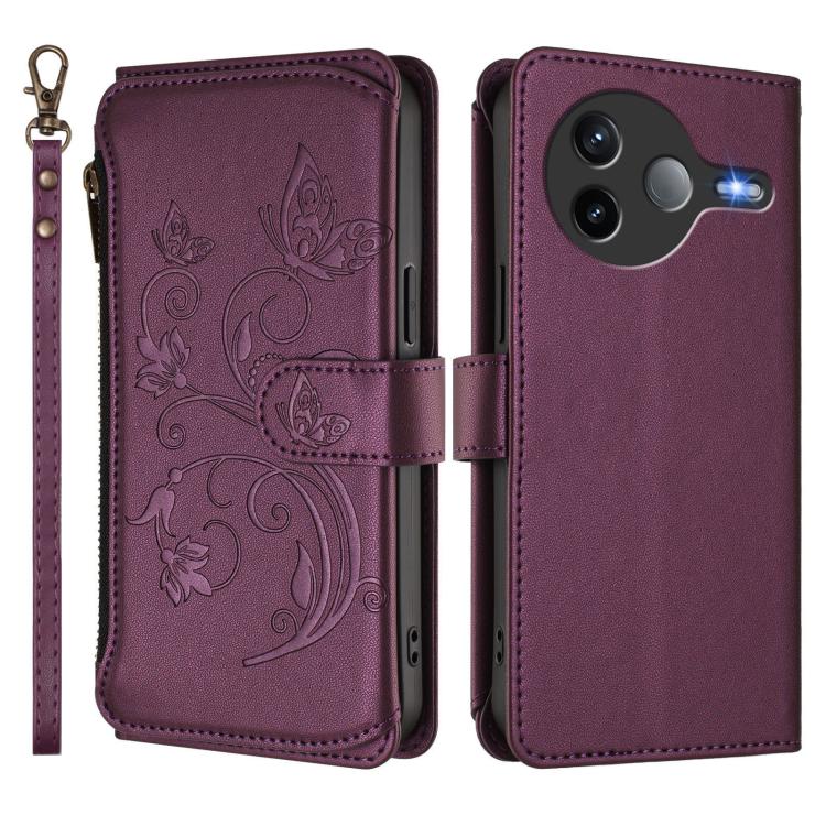 Butterfly Love Flower Multi-card Zipper Wallet Leather Phone Case, For Xiaomi Poco F7 Pro / Redmi K80, For Xiaomi Poco M7 5G / Poco C75 4G, For Xiaomi 15 Ultra, For Xiaomi Poco X7 Pro, For Xiaomi 15 Pro, For Xiaomi 15