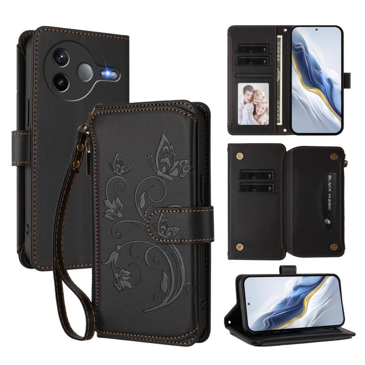 Butterfly Love Flower Multi-card Zipper Wallet Leather Phone Case, For Xiaomi Poco F7 Pro / Redmi K80, For Xiaomi Poco M7 5G / Poco C75 4G, For Xiaomi 15 Ultra, For Xiaomi Poco X7 Pro, For Xiaomi 15 Pro, For Xiaomi 15