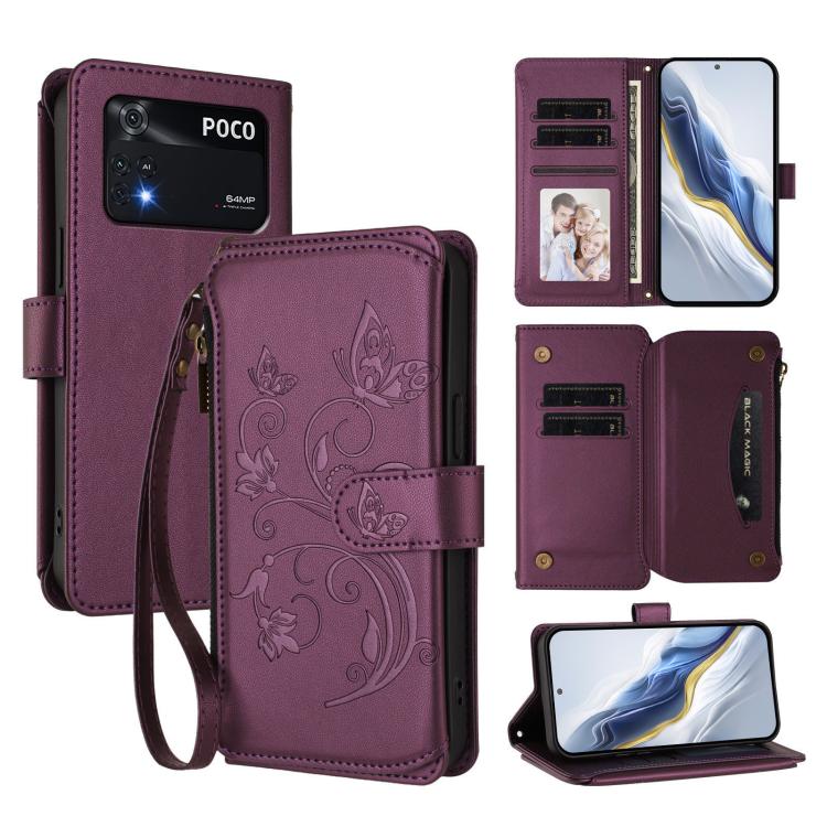 Butterfly Love Flower Multi-card Zipper Wallet Leather Phone Case, For Xiaomi 12 / Xiaomi 12X / Xiaomi 12S, For Xiaomi 12 Lite, For Xiaomi Poco C40 / Redmi 10C, For Xiaomi Civi 1S, For Xiaomi Poco M4 Pro 4G, For Xiaomi Poco X4 Pro 5G