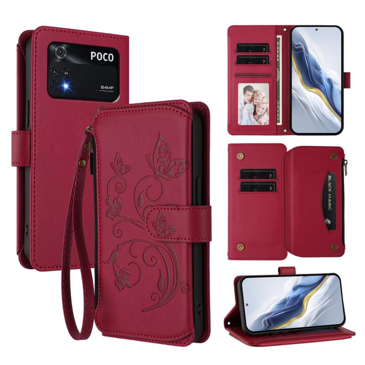 Butterfly Love Flower Multi-card Zipper Wallet Leather Phone Case, For Xiaomi 12 / Xiaomi 12X / Xiaomi 12S, For Xiaomi 12 Lite, For Xiaomi Poco C40 / Redmi 10C, For Xiaomi Civi 1S, For Xiaomi Poco M4 Pro 4G, For Xiaomi Poco X4 Pro 5G
