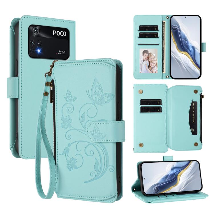 Butterfly Love Flower Multi-card Zipper Wallet Leather Phone Case, For Xiaomi 12 / Xiaomi 12X / Xiaomi 12S, For Xiaomi 12 Lite, For Xiaomi Poco C40 / Redmi 10C, For Xiaomi Civi 1S, For Xiaomi Poco M4 Pro 4G, For Xiaomi Poco X4 Pro 5G