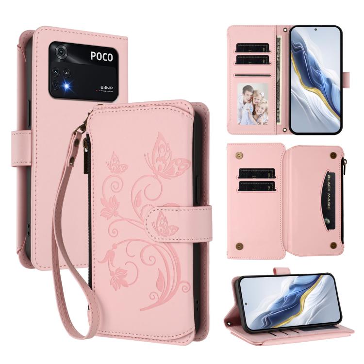 Butterfly Love Flower Multi-card Zipper Wallet Leather Phone Case, For Xiaomi 12 / Xiaomi 12X / Xiaomi 12S, For Xiaomi 12 Lite, For Xiaomi Poco C40 / Redmi 10C, For Xiaomi Civi 1S, For Xiaomi Poco M4 Pro 4G, For Xiaomi Poco X4 Pro 5G