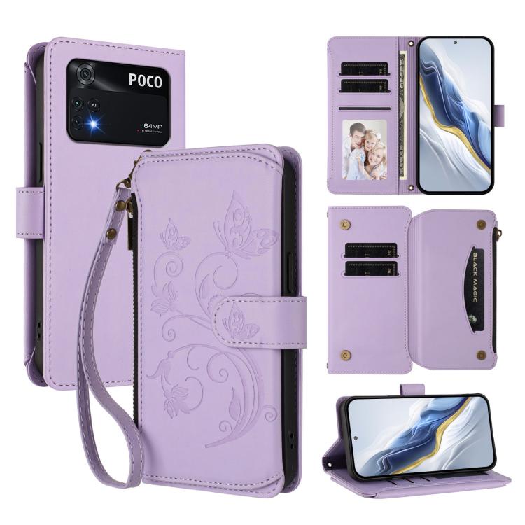 Butterfly Love Flower Multi-card Zipper Wallet Leather Phone Case, For Xiaomi 12 / Xiaomi 12X / Xiaomi 12S, For Xiaomi 12 Lite, For Xiaomi Poco C40 / Redmi 10C, For Xiaomi Civi 1S, For Xiaomi Poco M4 Pro 4G, For Xiaomi Poco X4 Pro 5G