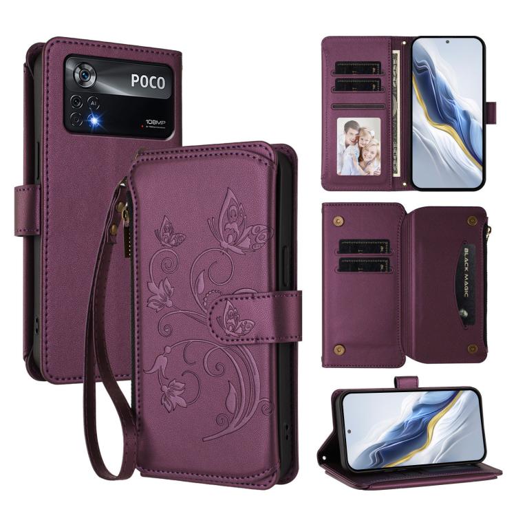 Butterfly Love Flower Multi-card Zipper Wallet Leather Phone Case, For Xiaomi 12 / Xiaomi 12X / Xiaomi 12S, For Xiaomi 12 Lite, For Xiaomi Poco C40 / Redmi 10C, For Xiaomi Civi 1S, For Xiaomi Poco M4 Pro 4G, For Xiaomi Poco X4 Pro 5G