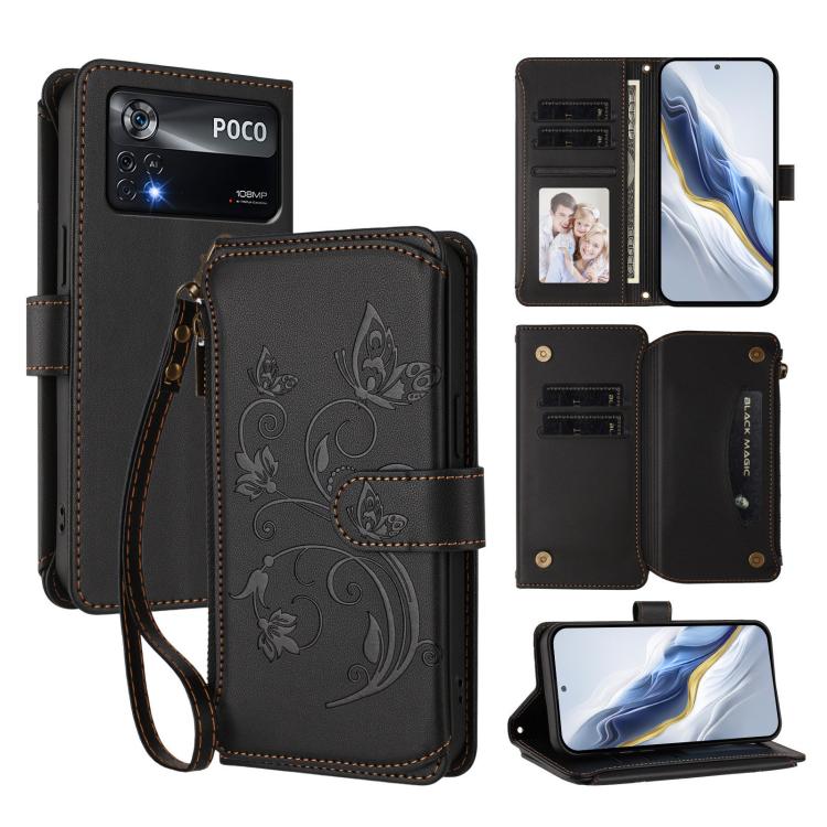 Butterfly Love Flower Multi-card Zipper Wallet Leather Phone Case, For Xiaomi 12 / Xiaomi 12X / Xiaomi 12S, For Xiaomi 12 Lite, For Xiaomi Poco C40 / Redmi 10C, For Xiaomi Civi 1S, For Xiaomi Poco M4 Pro 4G, For Xiaomi Poco X4 Pro 5G