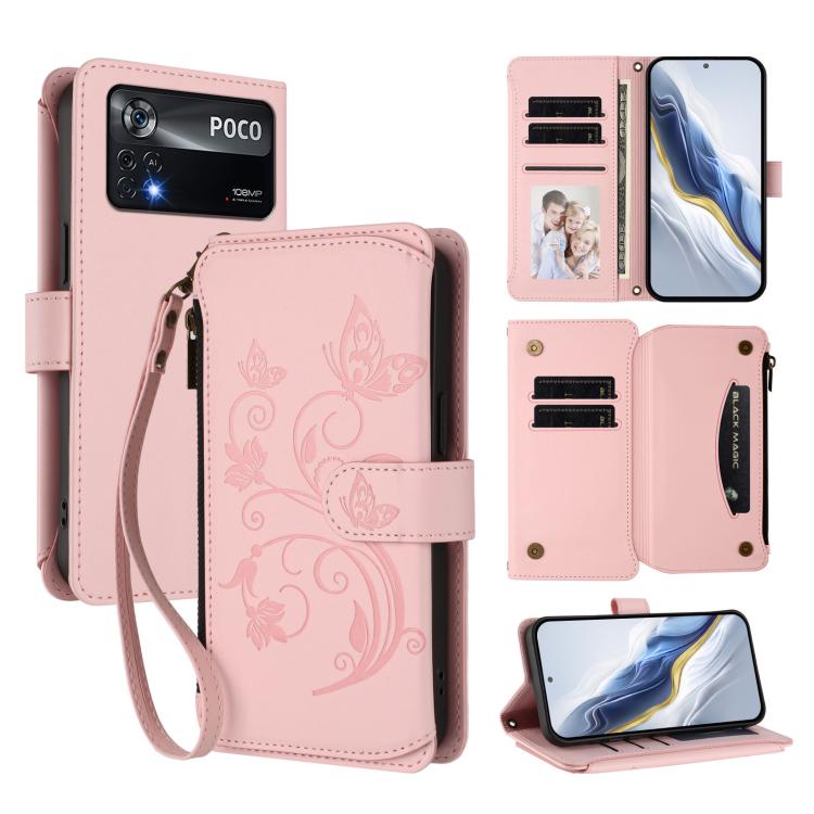 Butterfly Love Flower Multi-card Zipper Wallet Leather Phone Case, For Xiaomi 12 / Xiaomi 12X / Xiaomi 12S, For Xiaomi 12 Lite, For Xiaomi Poco C40 / Redmi 10C, For Xiaomi Civi 1S, For Xiaomi Poco M4 Pro 4G, For Xiaomi Poco X4 Pro 5G