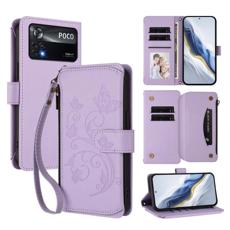 Butterfly Love Flower Multi-card Zipper Wallet Leather Phone Case, For Xiaomi 12 / Xiaomi 12X / Xiaomi 12S, For Xiaomi 12 Lite, For Xiaomi Poco C40 / Redmi 10C, For Xiaomi Civi 1S, For Xiaomi Poco M4 Pro 4G, For Xiaomi Poco X4 Pro 5G