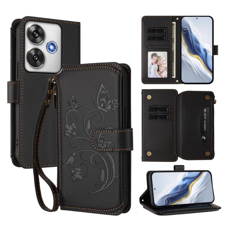 Butterfly Love Flower Multi-card Zipper Wallet Leather Phone Case, For Xiaomi 14T Pro, For Xiaomi 14T, For Xiaomi Poco F6, For Xiaomi Poco F6 Pro, For Xiaomi Poco X6 Neo, For Xiaomi Poco X6 Pro