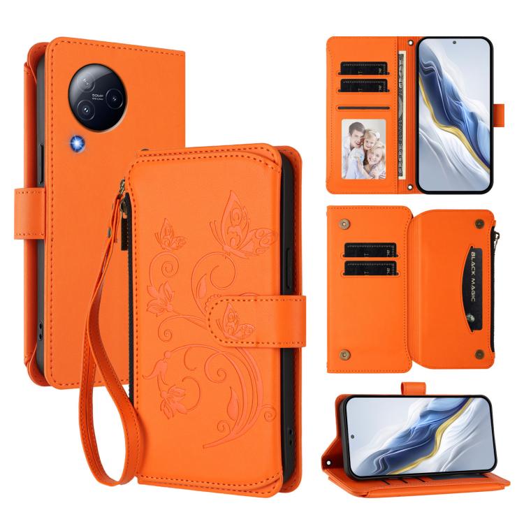 Butterfly Love Flower Multi-card Zipper Wallet Leather Phone Case, For Xiaomi 14 Ultra, For Xiaomi 14 Pro, For Xiaomi 14, For Xiaomi 13T / 13T Pro / Redmi K60 Ultra, For Xiaomi 13 Ultra, For Xiaomi Civi 3