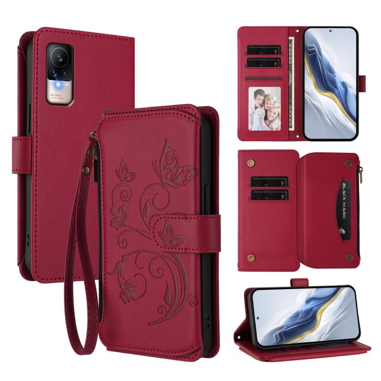 Butterfly Love Flower Multi-card Zipper Wallet Leather Phone Case, For Xiaomi 12 / Xiaomi 12X / Xiaomi 12S, For Xiaomi 12 Lite, For Xiaomi Poco C40 / Redmi 10C, For Xiaomi Civi 1S, For Xiaomi Poco M4 Pro 4G, For Xiaomi Poco X4 Pro 5G