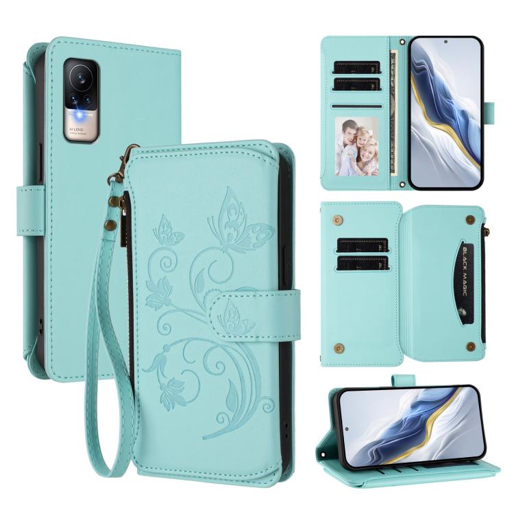 Butterfly Love Flower Multi-card Zipper Wallet Leather Phone Case, For Xiaomi 12 / Xiaomi 12X / Xiaomi 12S, For Xiaomi 12 Lite, For Xiaomi Poco C40 / Redmi 10C, For Xiaomi Civi 1S, For Xiaomi Poco M4 Pro 4G, For Xiaomi Poco X4 Pro 5G