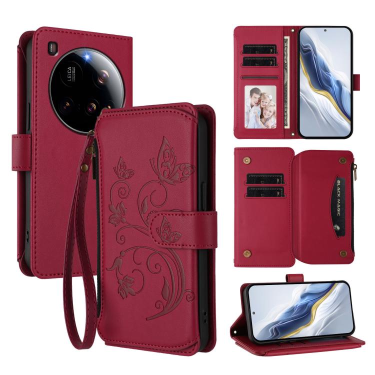 Butterfly Love Flower Multi-card Zipper Wallet Leather Phone Case, For Xiaomi Poco F7 Pro / Redmi K80, For Xiaomi Poco M7 5G / Poco C75 4G, For Xiaomi 15 Ultra, For Xiaomi Poco X7 Pro, For Xiaomi 15 Pro, For Xiaomi 15
