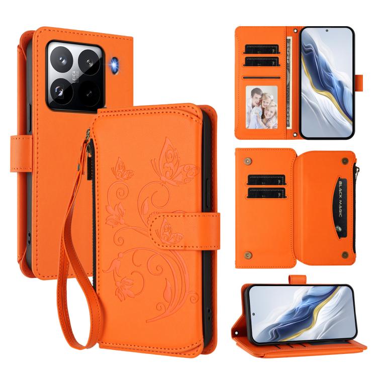 Butterfly Love Flower Multi-card Zipper Wallet Leather Phone Case, For Xiaomi Poco F7 Pro / Redmi K80, For Xiaomi Poco M7 5G / Poco C75 4G, For Xiaomi 15 Ultra, For Xiaomi Poco X7 Pro, For Xiaomi 15 Pro, For Xiaomi 15
