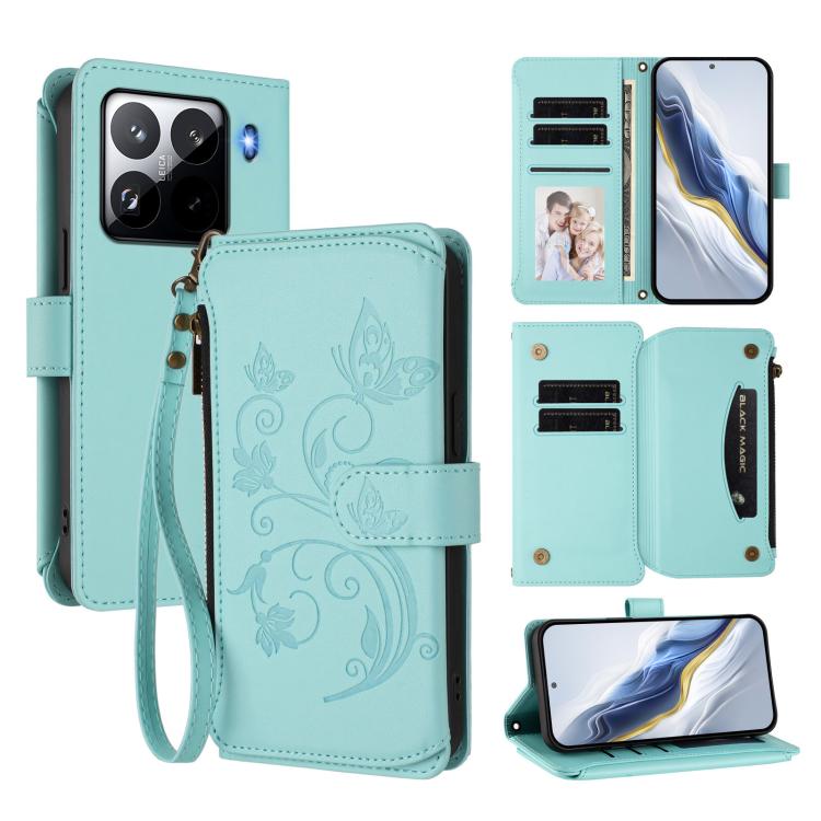Butterfly Love Flower Multi-card Zipper Wallet Leather Phone Case, For Xiaomi Poco F7 Pro / Redmi K80, For Xiaomi Poco M7 5G / Poco C75 4G, For Xiaomi 15 Ultra, For Xiaomi Poco X7 Pro, For Xiaomi 15 Pro, For Xiaomi 15