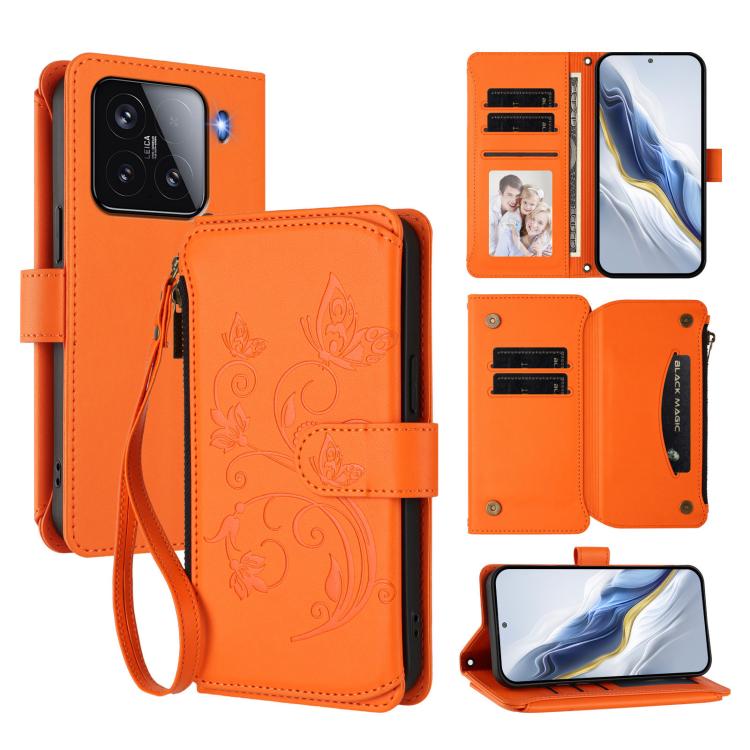 Butterfly Love Flower Multi-card Zipper Wallet Leather Phone Case, For Xiaomi Poco F7 Pro / Redmi K80, For Xiaomi Poco M7 5G / Poco C75 4G, For Xiaomi 15 Ultra, For Xiaomi Poco X7 Pro, For Xiaomi 15 Pro, For Xiaomi 15