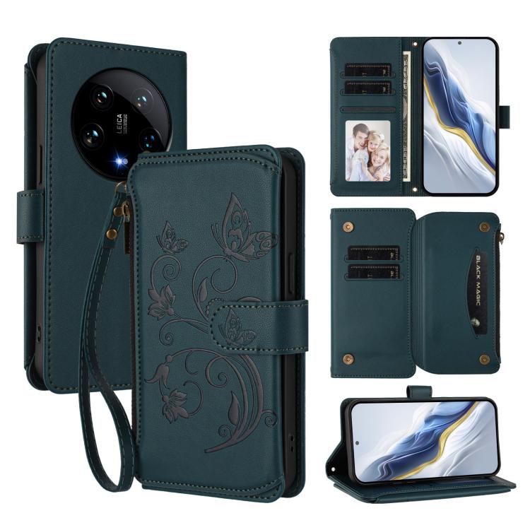 Butterfly Love Flower Multi-card Zipper Wallet Leather Phone Case, For Xiaomi 14 Ultra, For Xiaomi 14 Pro, For Xiaomi 14, For Xiaomi 13T / 13T Pro / Redmi K60 Ultra, For Xiaomi 13 Ultra, For Xiaomi Civi 3
