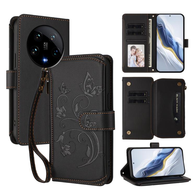 Butterfly Love Flower Multi-card Zipper Wallet Leather Phone Case, For Xiaomi 14 Ultra, For Xiaomi 14 Pro, For Xiaomi 14, For Xiaomi 13T / 13T Pro / Redmi K60 Ultra, For Xiaomi 13 Ultra, For Xiaomi Civi 3