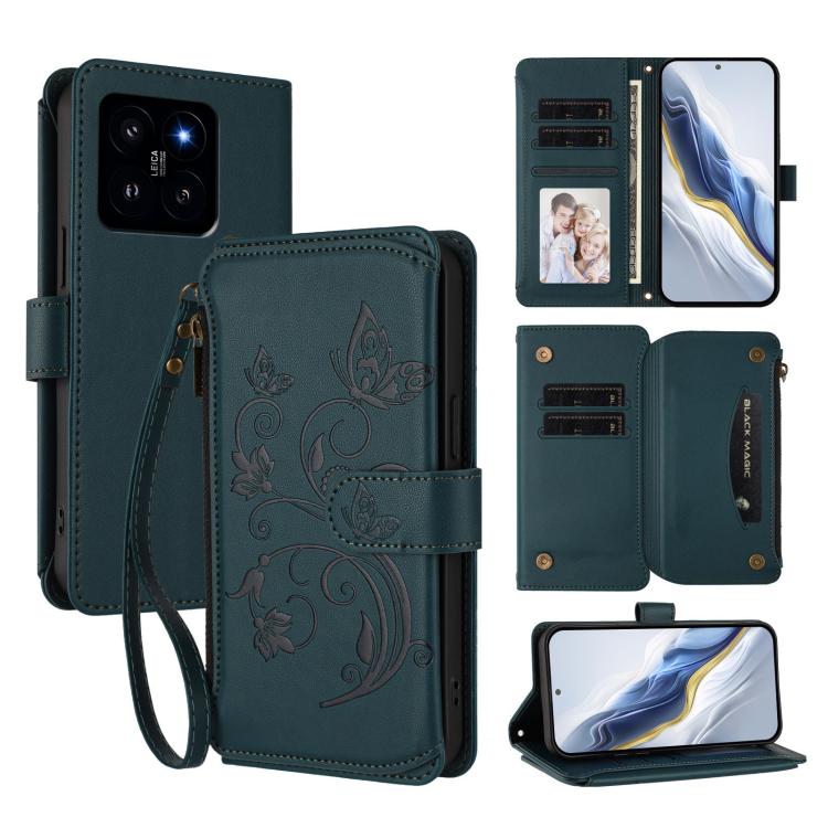 Butterfly Love Flower Multi-card Zipper Wallet Leather Phone Case, For Xiaomi 14 Ultra, For Xiaomi 14 Pro, For Xiaomi 14, For Xiaomi 13T / 13T Pro / Redmi K60 Ultra, For Xiaomi 13 Ultra, For Xiaomi Civi 3