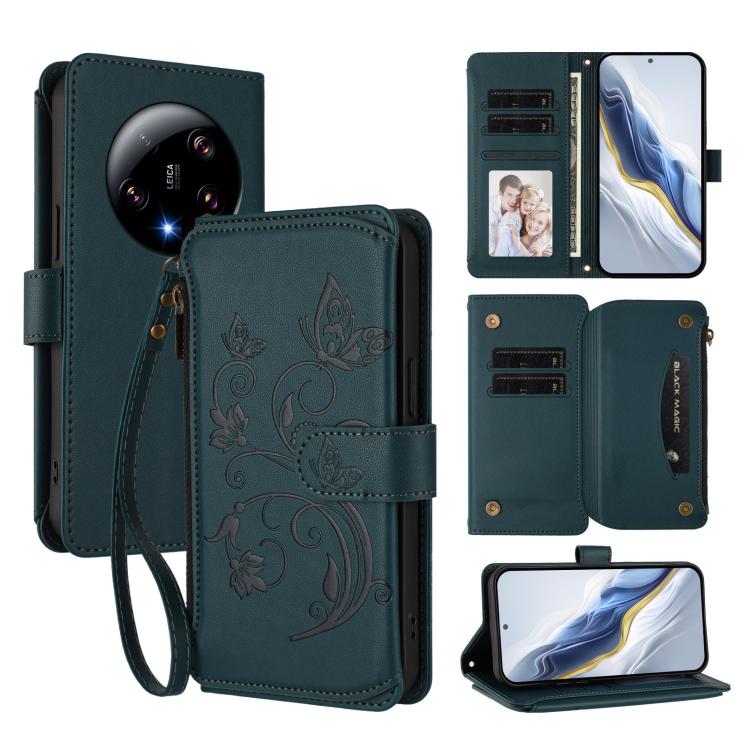 Butterfly Love Flower Multi-card Zipper Wallet Leather Phone Case, For Xiaomi 14 Ultra, For Xiaomi 14 Pro, For Xiaomi 14, For Xiaomi 13T / 13T Pro / Redmi K60 Ultra, For Xiaomi 13 Ultra, For Xiaomi Civi 3