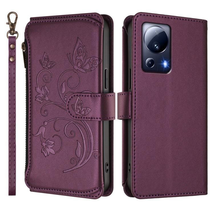 Butterfly Love Flower Multi-card Zipper Wallet Leather Phone Case, For Xiaomi 13 Lite / Civi 2, For Xiaomi 13 Pro, For Xiaomi 13, For Xiaomi 12T / 12T Pro / Redmi K50 Ultra, For Xiaomi 12S Ultra, For Xiaomi 12 Pro / 12S Pro