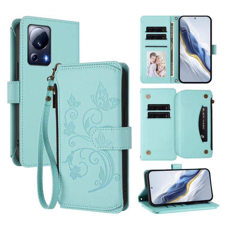Butterfly Love Flower Multi-card Zipper Wallet Leather Phone Case, For Xiaomi 13 Lite / Civi 2, For Xiaomi 13 Pro, For Xiaomi 13, For Xiaomi 12T / 12T Pro / Redmi K50 Ultra, For Xiaomi 12S Ultra, For Xiaomi 12 Pro / 12S Pro