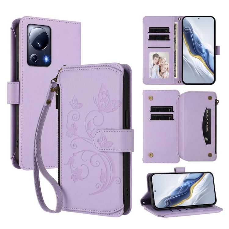 Butterfly Love Flower Multi-card Zipper Wallet Leather Phone Case, For Xiaomi 13 Lite / Civi 2, For Xiaomi 13 Pro, For Xiaomi 13, For Xiaomi 12T / 12T Pro / Redmi K50 Ultra, For Xiaomi 12S Ultra, For Xiaomi 12 Pro / 12S Pro