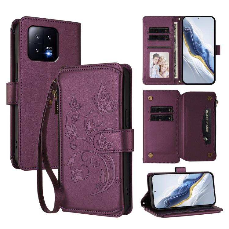 Butterfly Love Flower Multi-card Zipper Wallet Leather Phone Case, For Xiaomi 13 Lite / Civi 2, For Xiaomi 13 Pro, For Xiaomi 13, For Xiaomi 12T / 12T Pro / Redmi K50 Ultra, For Xiaomi 12S Ultra, For Xiaomi 12 Pro / 12S Pro