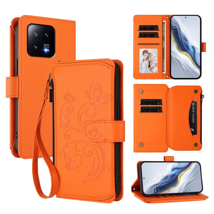 Butterfly Love Flower Multi-card Zipper Wallet Leather Phone Case, For Xiaomi 13 Lite / Civi 2, For Xiaomi 13 Pro, For Xiaomi 13, For Xiaomi 12T / 12T Pro / Redmi K50 Ultra, For Xiaomi 12S Ultra, For Xiaomi 12 Pro / 12S Pro