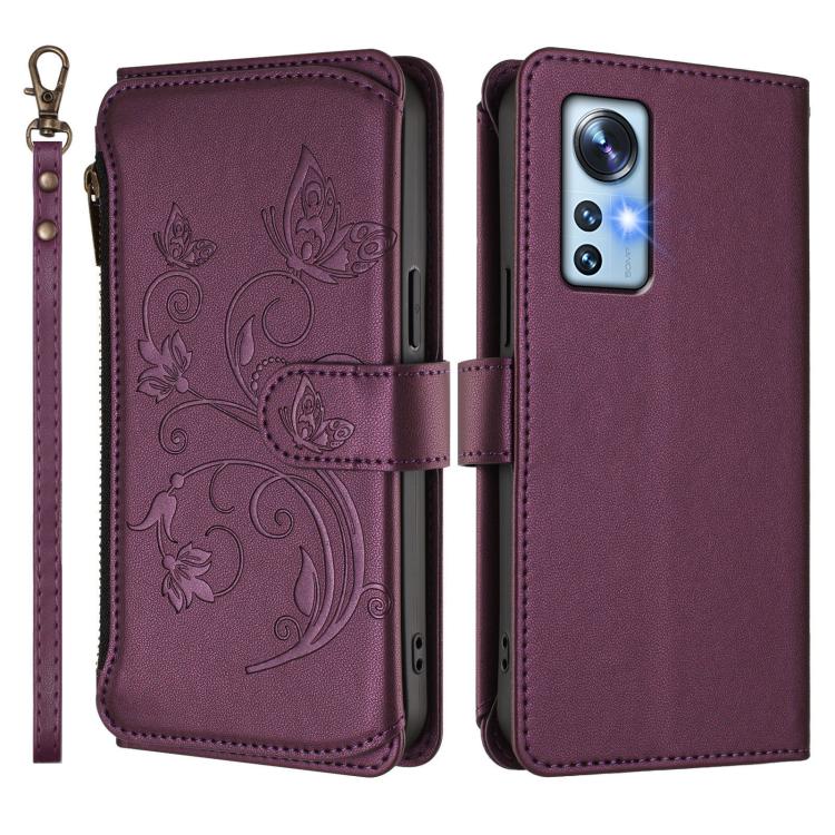 Butterfly Love Flower Multi-card Zipper Wallet Leather Phone Case, For Xiaomi 12 / Xiaomi 12X / Xiaomi 12S, For Xiaomi 12 Lite, For Xiaomi Poco C40 / Redmi 10C, For Xiaomi Civi 1S, For Xiaomi Poco M4 Pro 4G, For Xiaomi Poco X4 Pro 5G