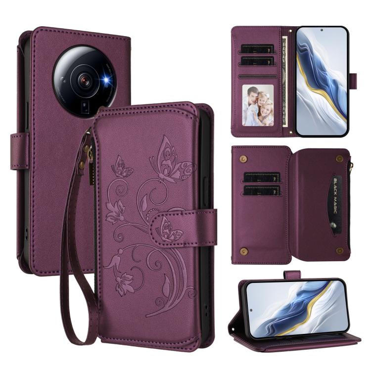 Butterfly Love Flower Multi-card Zipper Wallet Leather Phone Case, For Xiaomi 13 Lite / Civi 2, For Xiaomi 13 Pro, For Xiaomi 13, For Xiaomi 12T / 12T Pro / Redmi K50 Ultra, For Xiaomi 12S Ultra, For Xiaomi 12 Pro / 12S Pro