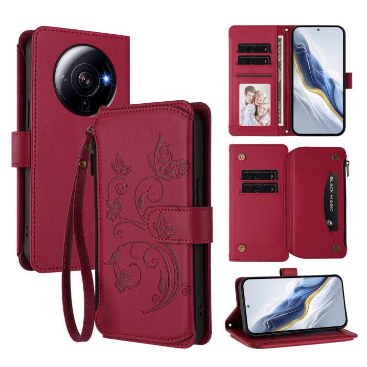 Butterfly Love Flower Multi-card Zipper Wallet Leather Phone Case, For Xiaomi 13 Lite / Civi 2, For Xiaomi 13 Pro, For Xiaomi 13, For Xiaomi 12T / 12T Pro / Redmi K50 Ultra, For Xiaomi 12S Ultra, For Xiaomi 12 Pro / 12S Pro