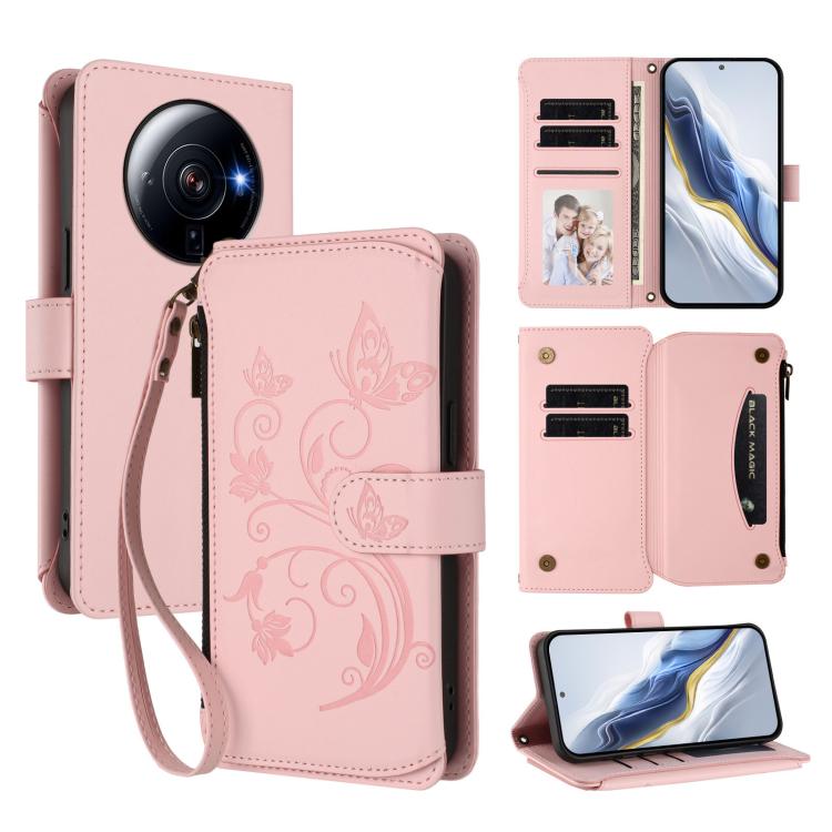 Butterfly Love Flower Multi-card Zipper Wallet Leather Phone Case, For Xiaomi 13 Lite / Civi 2, For Xiaomi 13 Pro, For Xiaomi 13, For Xiaomi 12T / 12T Pro / Redmi K50 Ultra, For Xiaomi 12S Ultra, For Xiaomi 12 Pro / 12S Pro