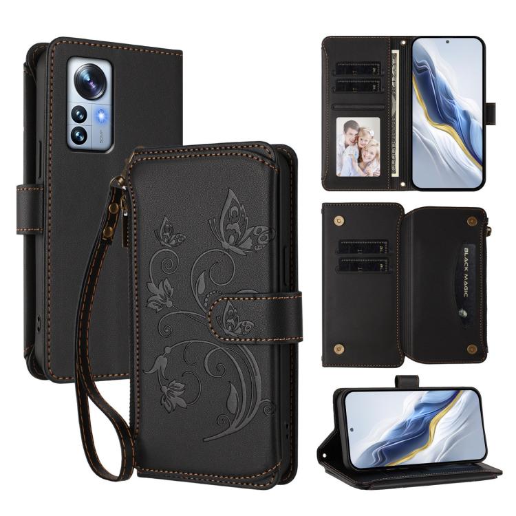 Butterfly Love Flower Multi-card Zipper Wallet Leather Phone Case, For Xiaomi 13 Lite / Civi 2, For Xiaomi 13 Pro, For Xiaomi 13, For Xiaomi 12T / 12T Pro / Redmi K50 Ultra, For Xiaomi 12S Ultra, For Xiaomi 12 Pro / 12S Pro