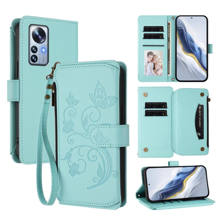 Butterfly Love Flower Multi-card Zipper Wallet Leather Phone Case, For Xiaomi 13 Lite / Civi 2, For Xiaomi 13 Pro, For Xiaomi 13, For Xiaomi 12T / 12T Pro / Redmi K50 Ultra, For Xiaomi 12S Ultra, For Xiaomi 12 Pro / 12S Pro